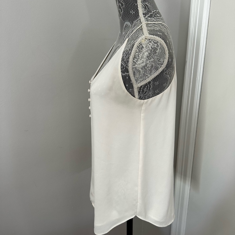 Women’s Loft Small Flowy Chiffon White Spaghetti Strap Halter Blouse - Picture 14 of 14